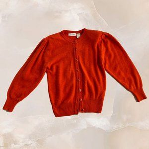 BELLDINI Vintage Orange Angora Cardigan Rabbit Hair Lambswool Sweater Sz L Large